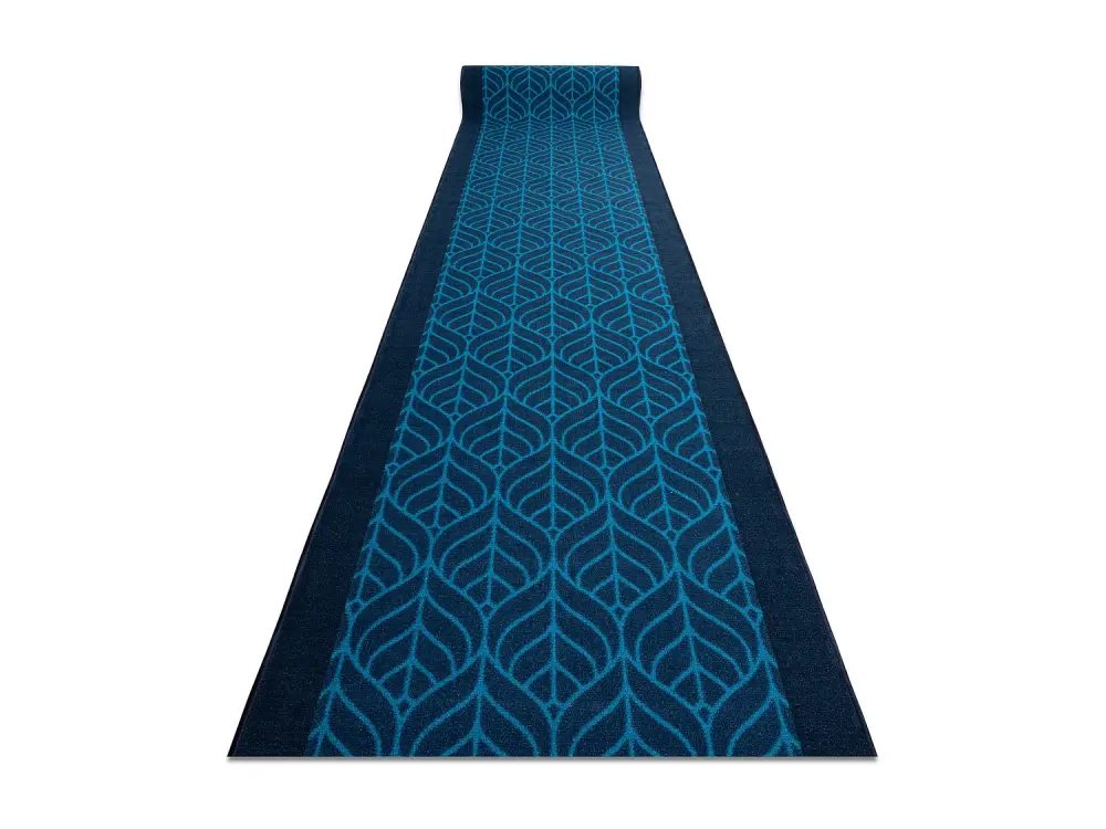 Alfombra de pasillo con refuerzo de goma PIÓRA plumas azul oscuro 120 120x320 cm
