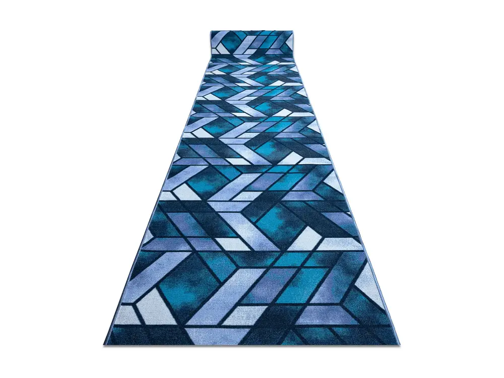 Alfombra de pasillo con refuerzo de goma ROMBY diamantes azul marino 1 120x220 cm