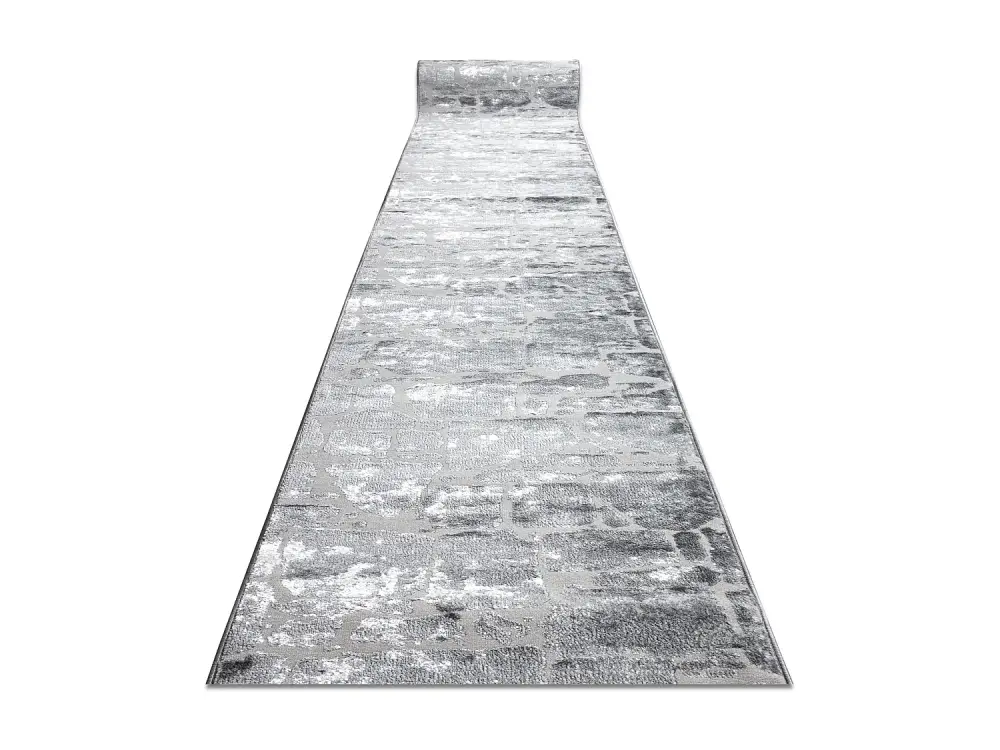 Alfombra de pasillo Structural MEFE 6184 dos niveles de vellón gris o 90x200 cm