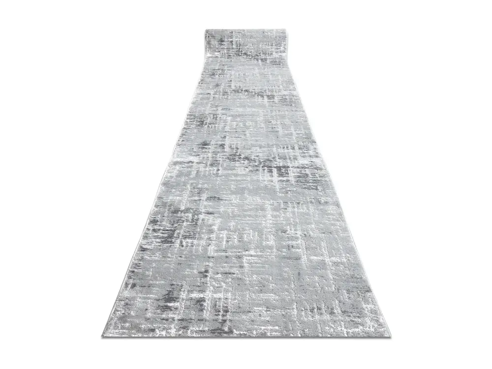 Alfombra de pasillo Structural MEFE 8722 dos niveles de vellón gris / 80x330 cm