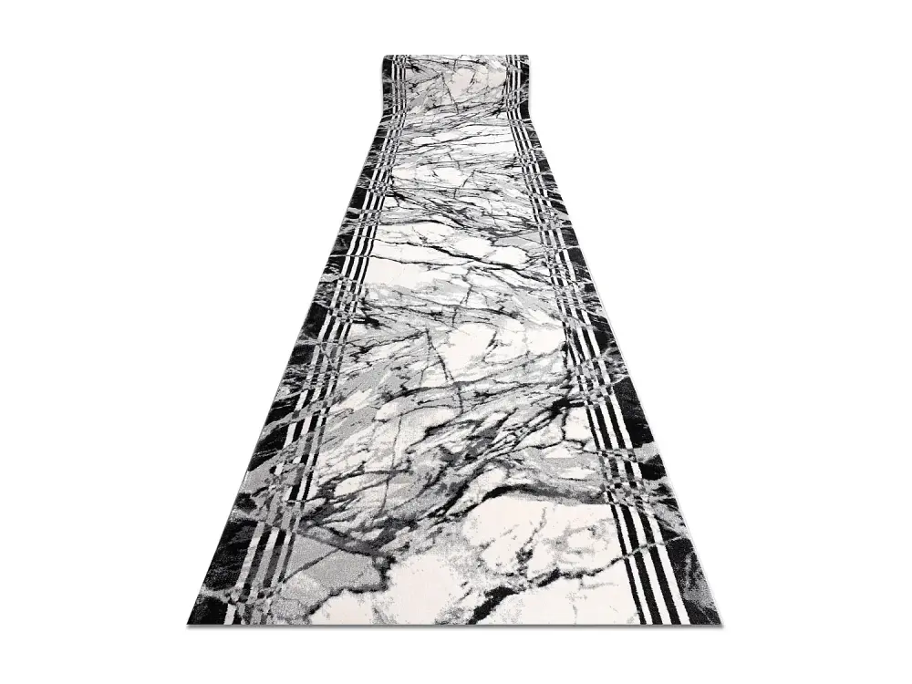 Alfombra de pasillo TULS 51210 moderna, Mármol antracita 120 cm 120x720 cm
