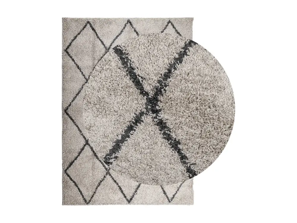 Alfombra de pelo largo moderna beige y antracita 140x200 cm Multicolor