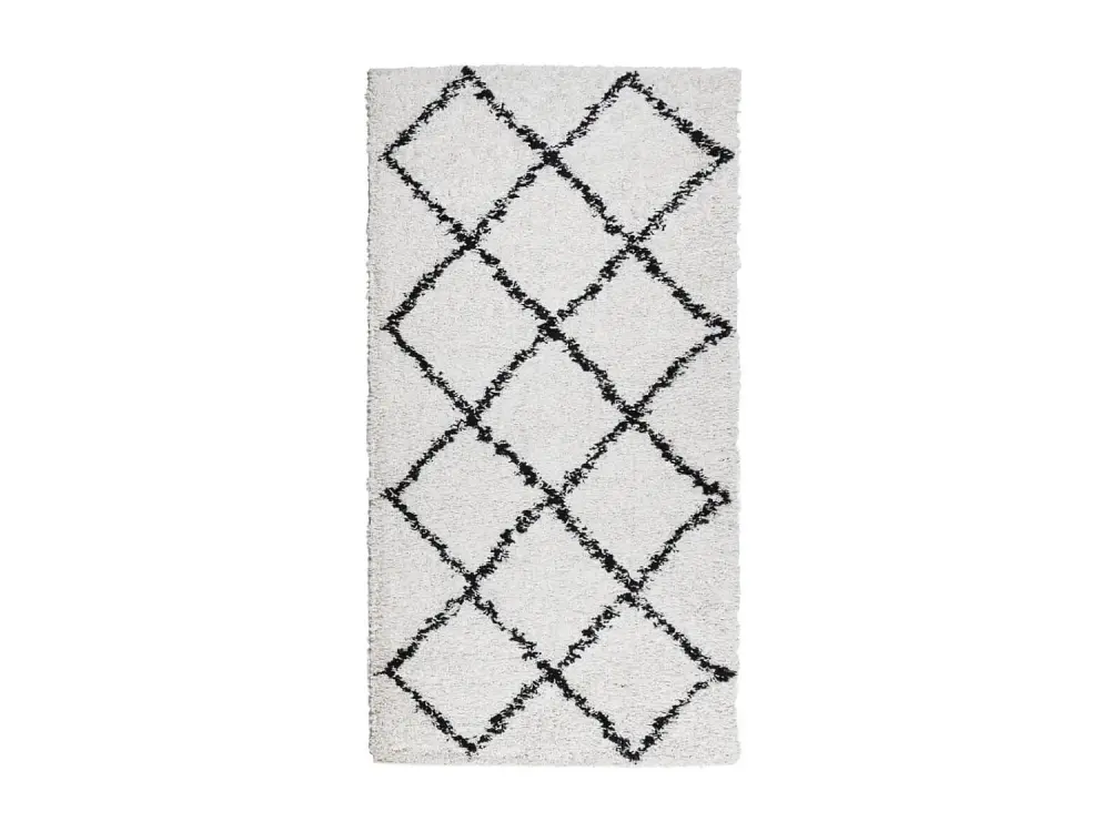 Alfombra de pelo largo moderna crema y negro 80x150 cm Multicolor