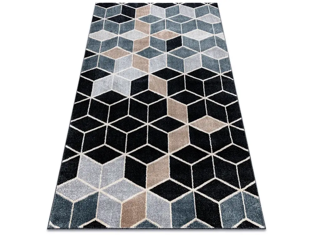 Alfombra POLI 9139A cubo 3D negro / gris 120x170 cm