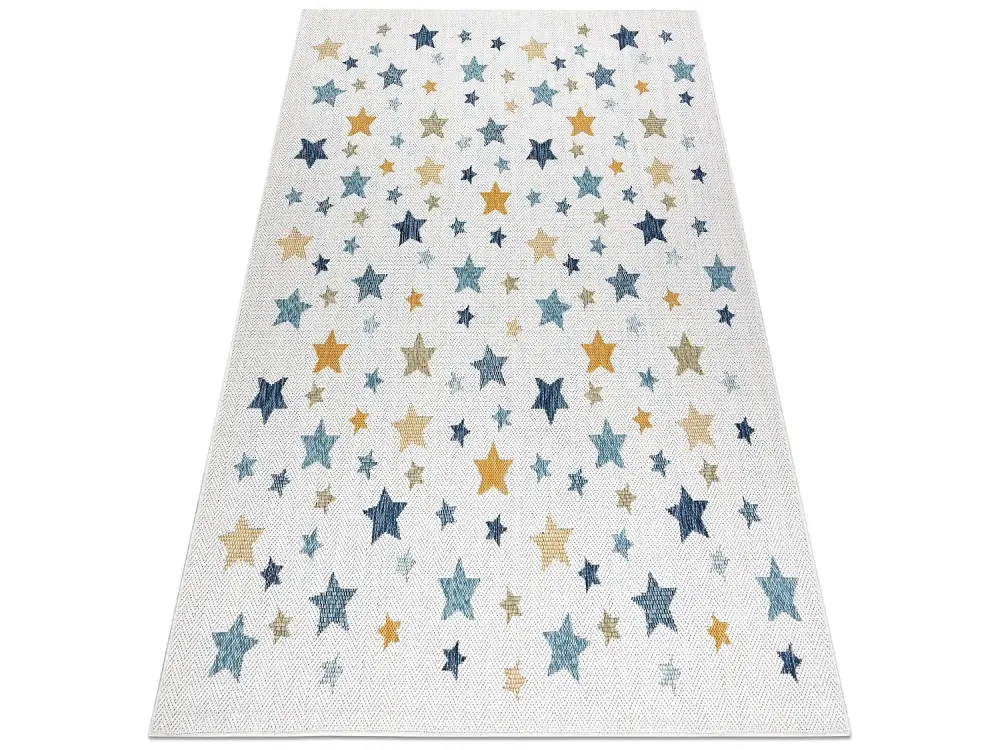 Alfombra sisal COOPER Estrellas 22260 crudo / azul oscuro 160x220 cm