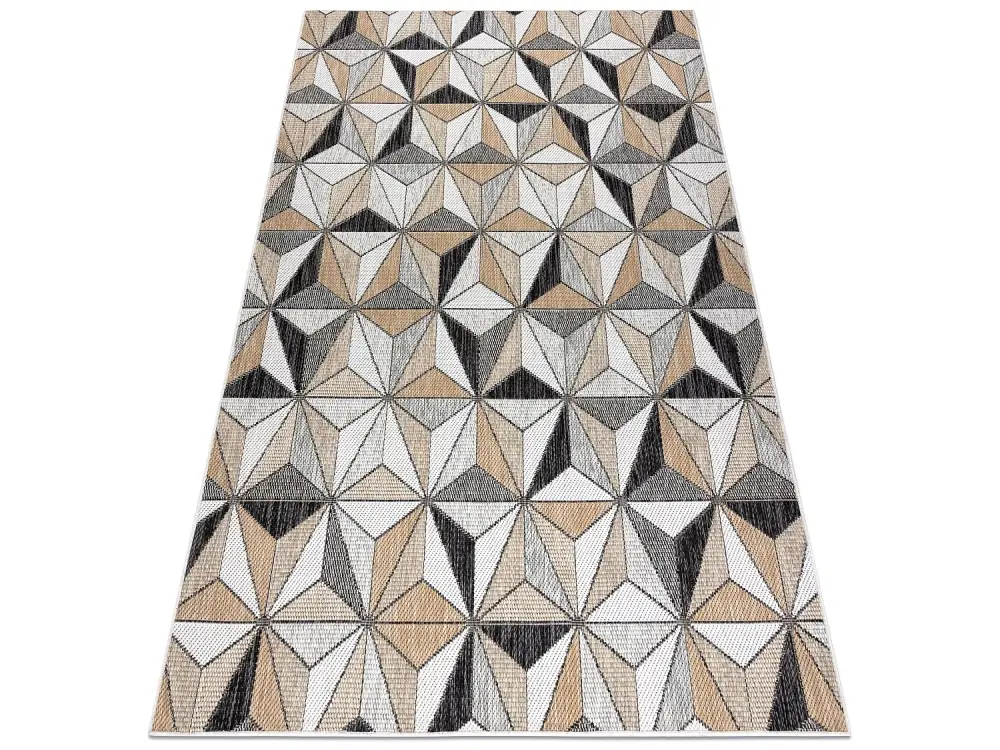 Alfombra sisal COOPER Mosaico, Triangulos 22222 crudo / negro 180x270 cm
