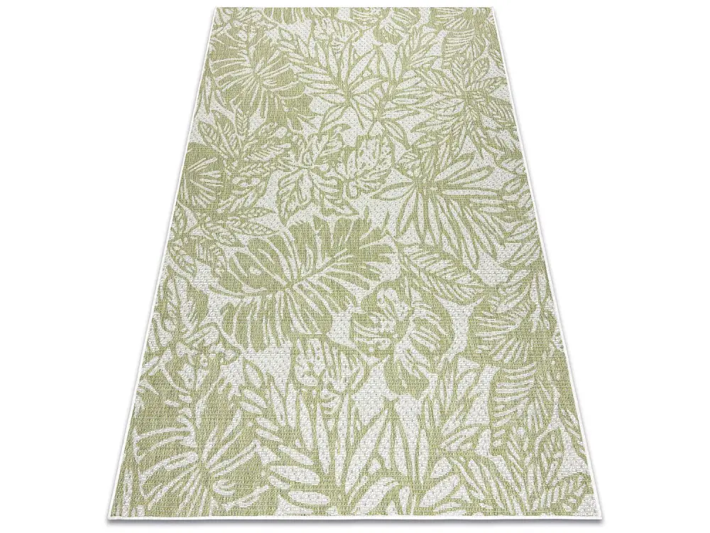 Alfombra sisal SION Hojas tropical 22128 Tejido plano ecru / verde 80x150 cm