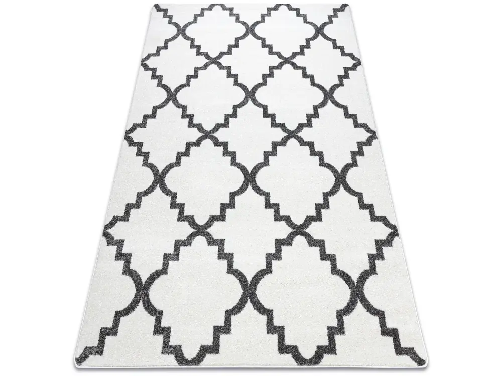 Alfombra SKETCH - F343 Enrejado Trébol marroquí crema/gris 200x290 cm