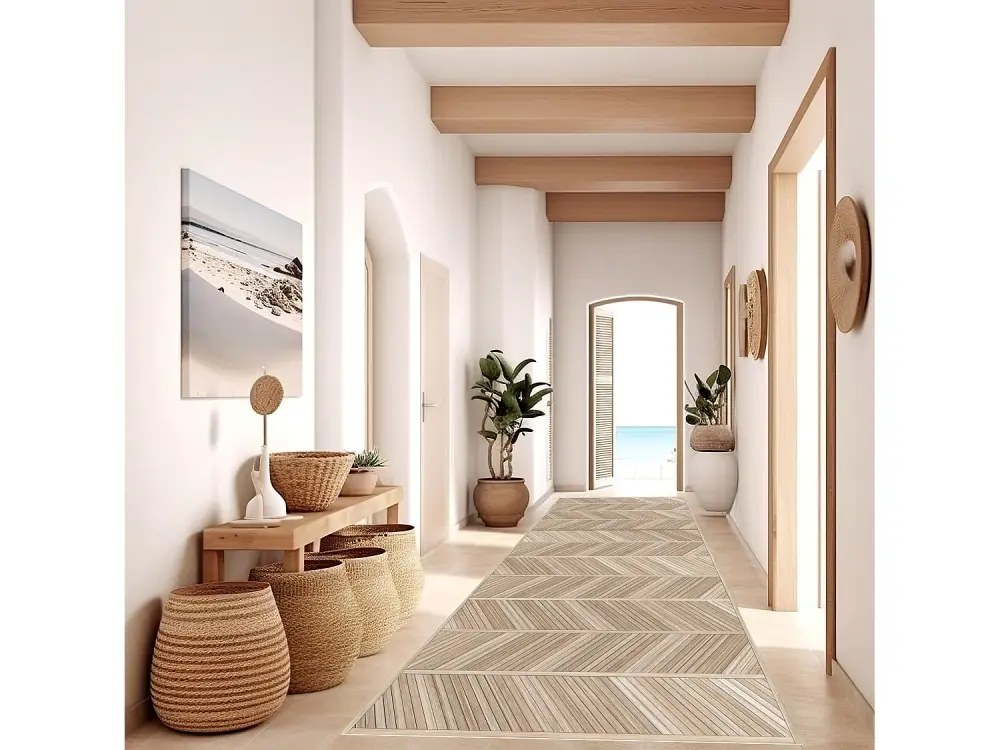 Alfombra de vinilo Chevron Maderas Japandi 80x300 cm