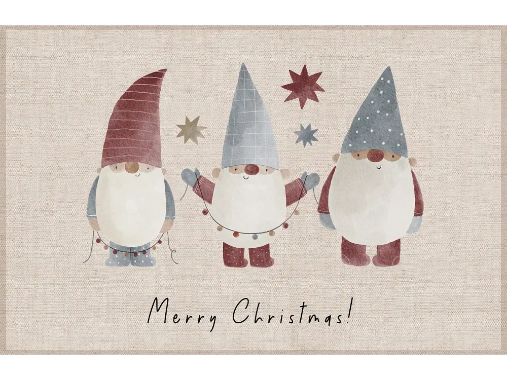 Alfombra de vinilo Gnomos Merry Christmas 65x100 cm