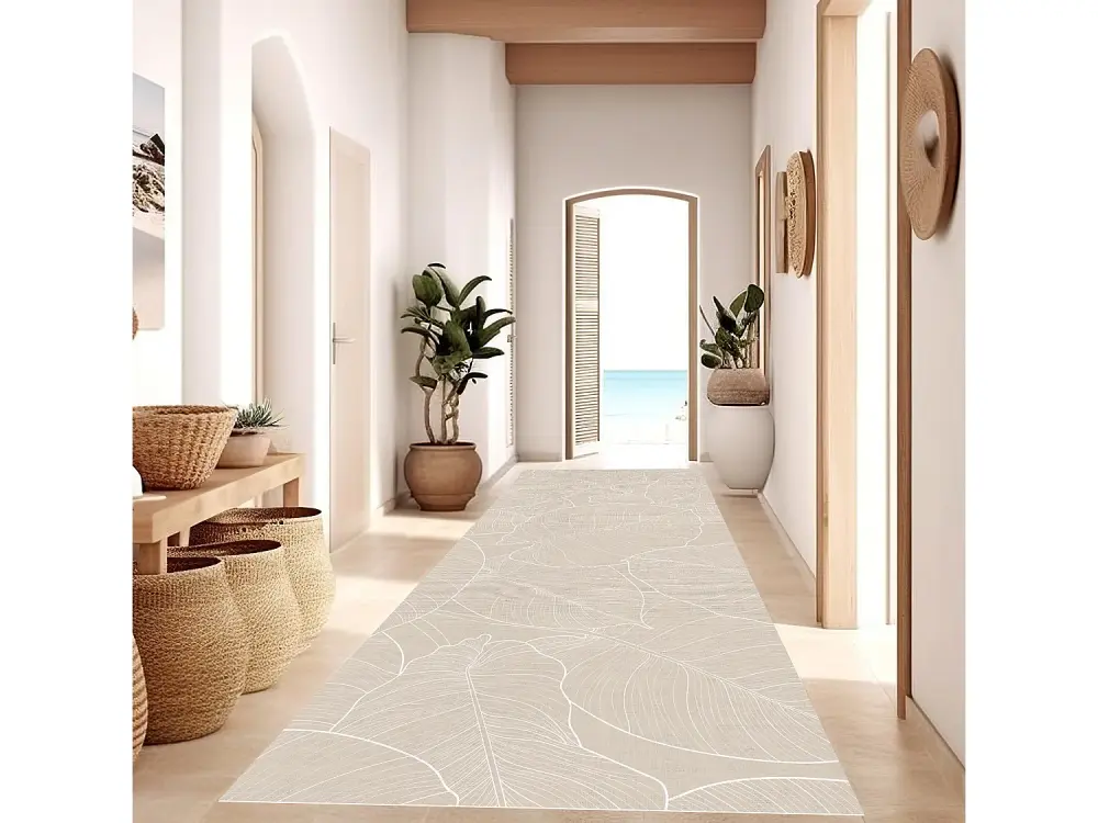 Alfombra de vinilo Hojas crudo 80x300 cm