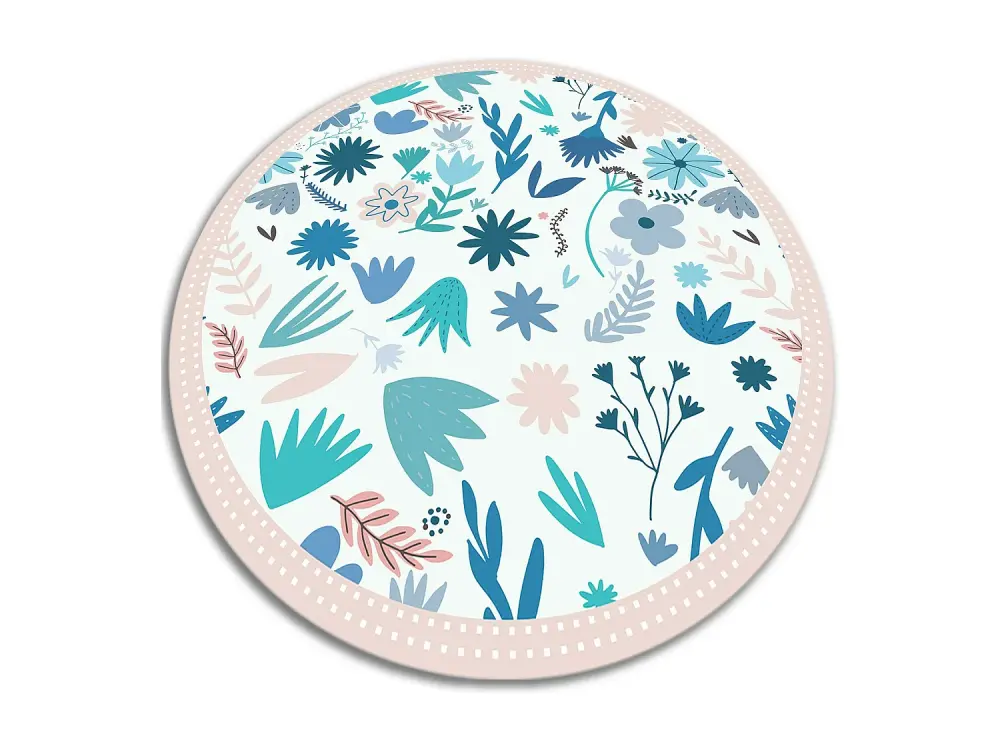 Alfombra Vinílica 110cm PVC Redonda Impermeable Vinilo de Cocina Salón Decoración - Flores del prado