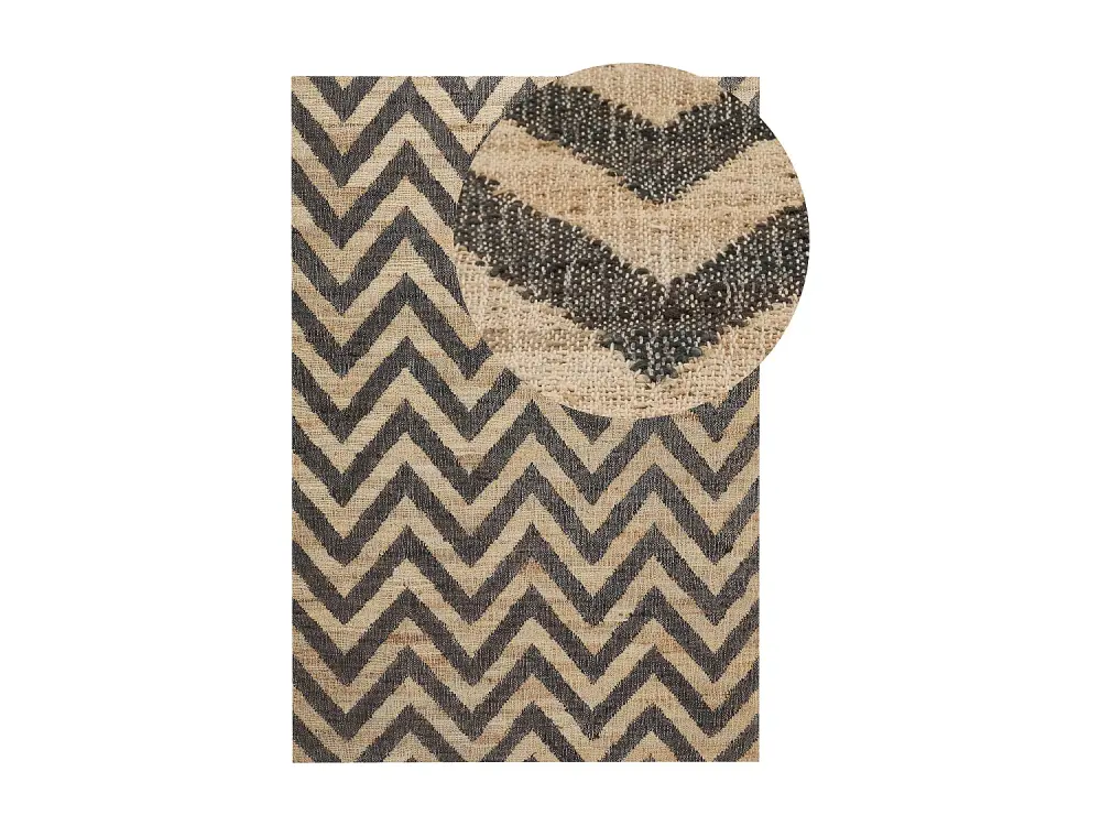 Alfombra de yute beige y negra 160 x 230 cm DEDEPINARI
