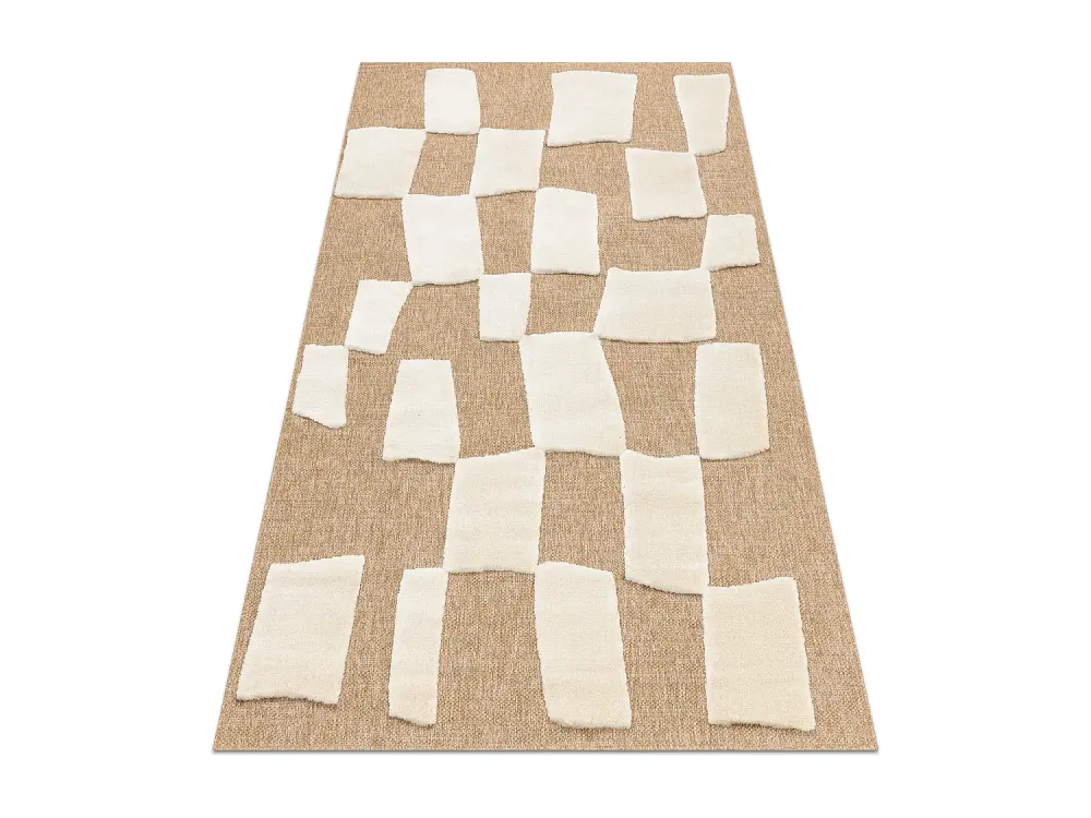 SPARK 0710A alfombra beige / crema - Geométrico, sisal, estructural 140x190 cm