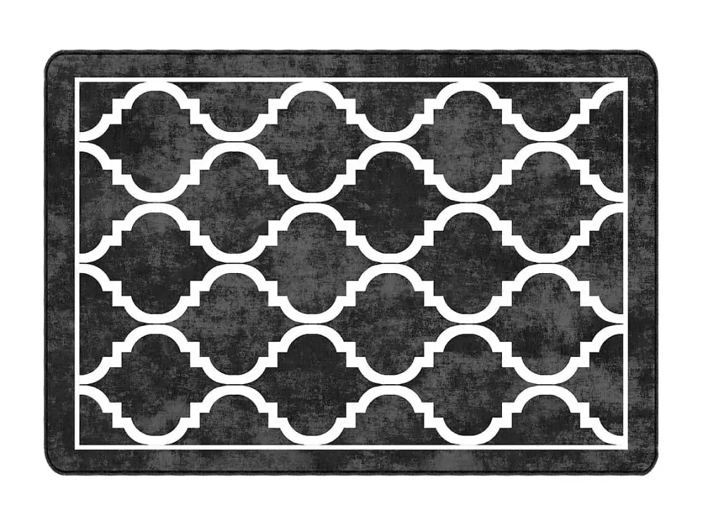vidaXL Alfombra lavable antideslizante negro y blanco 120x180 cm Multicolor