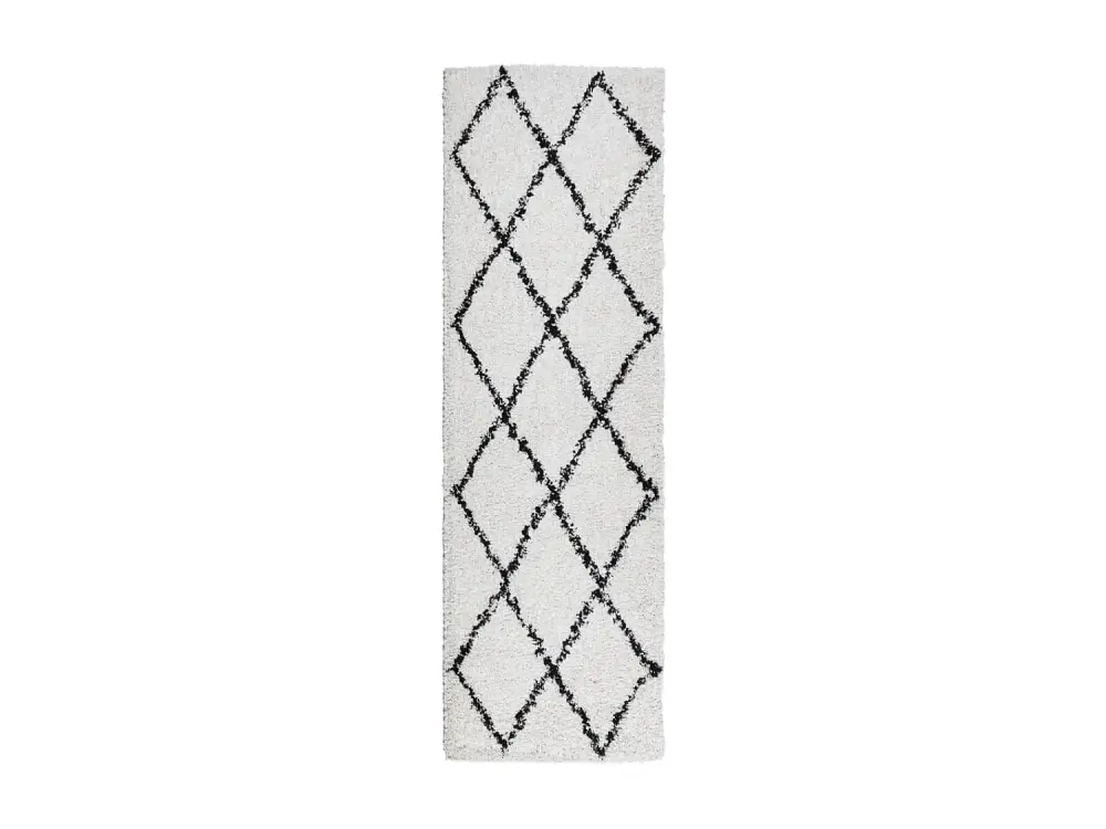 vidaXL Alfombra de pelo largo moderna crema y negro 80x250 cm Multicolor