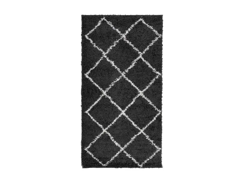 vidaXL Alfombra de pelo largo moderna negro y crema 80x150 cm Multicolor