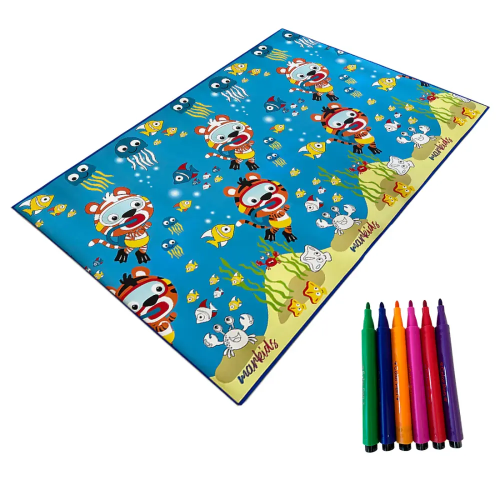 Decoración Infantil Premium Alfombra Infantil para Colorear Impermeable Océano