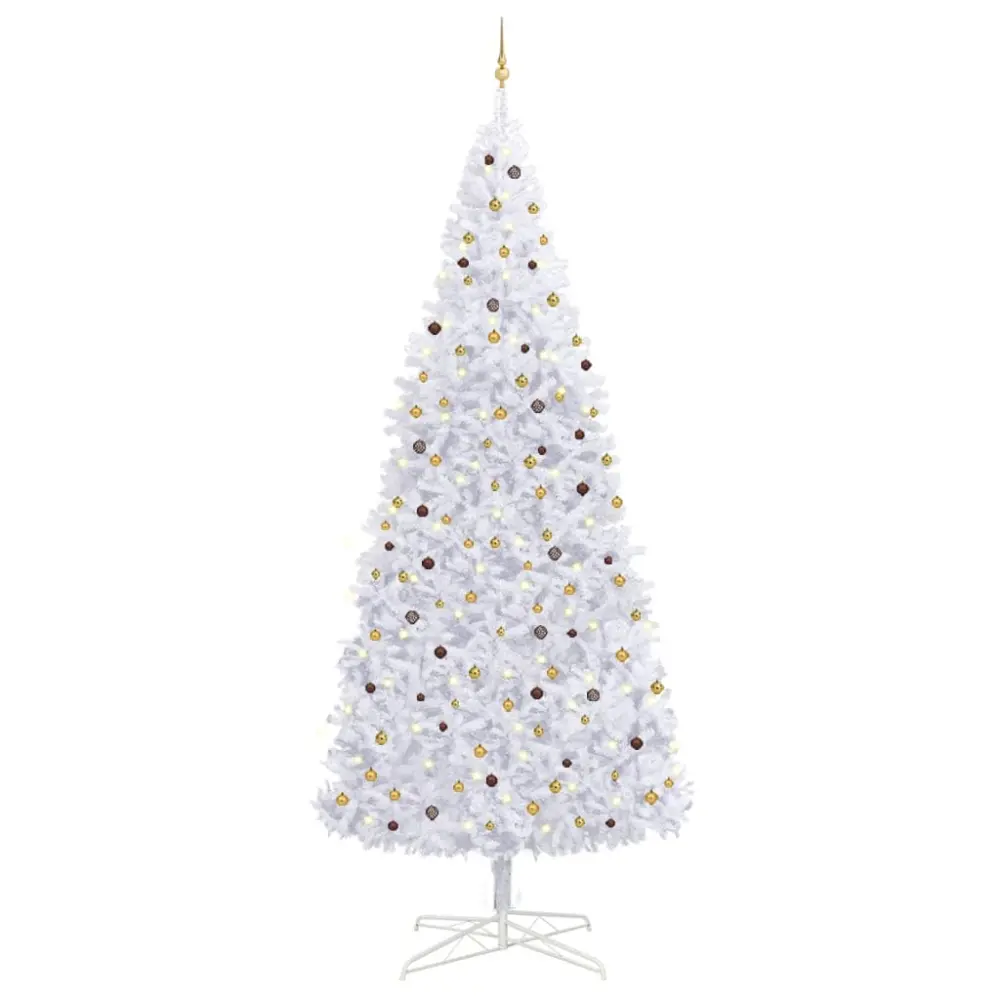 Caja Divisoria vidaXL árbol de navidad preiluminado con luces y bolas blanco 400 cm