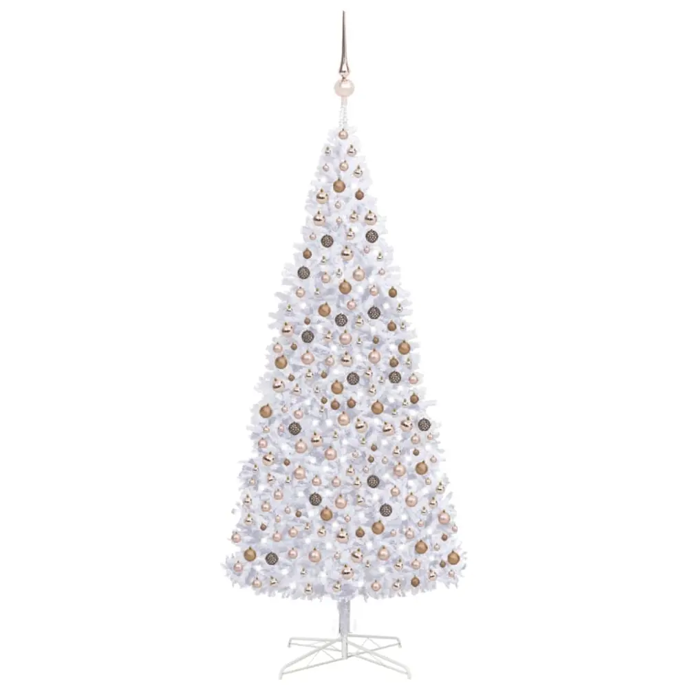 vidaXL árbol de navidad preiluminado con luces y bolas blanco 400 cm para Árbol de Navidad