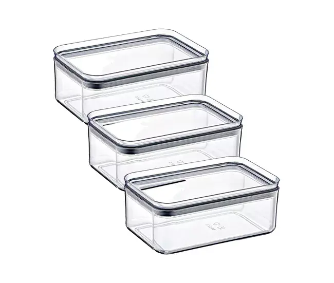 Pack 3 Recipientes Herméticos para Alimentos Minúsculo Rectangular 10.5x16.5x7.5cm 7house
