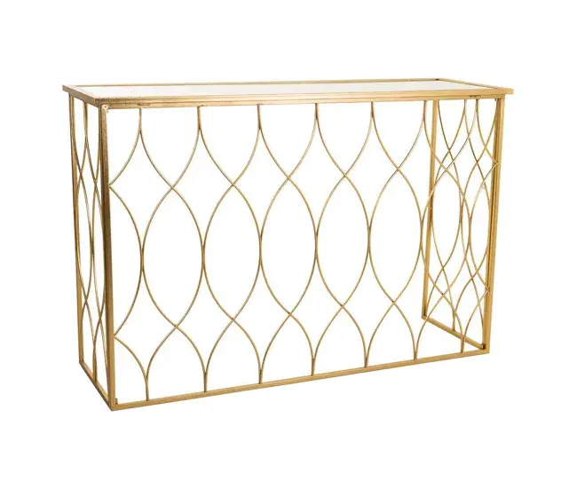 Recibidor de acero dorado de 120x40x80 cm