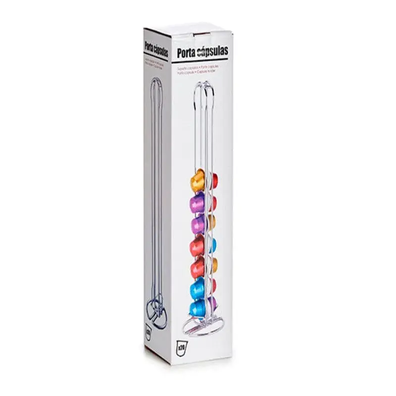 Soporte para 20 cápsulas de café doble inox 37x10x9 cm