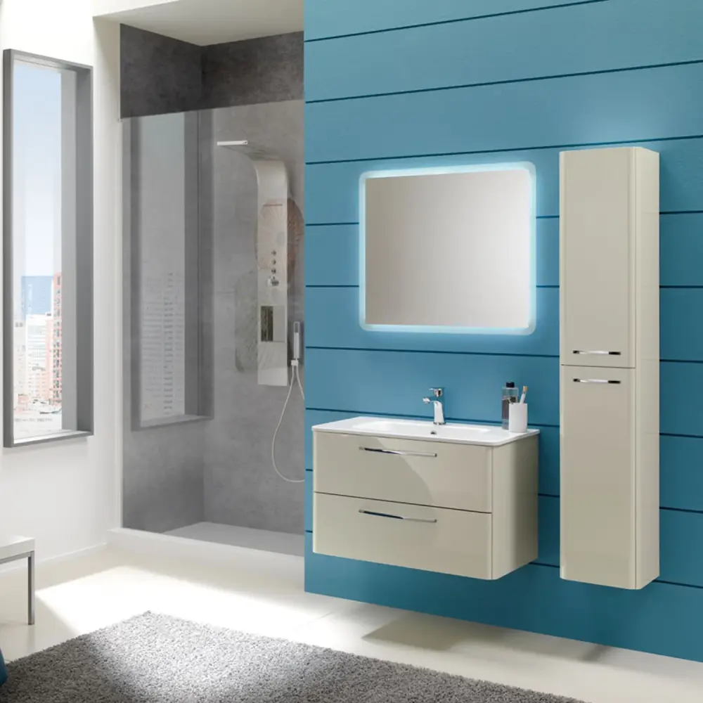 Mobile bagno sospeso modello Best02 cm 110x190x46 laccato lucido grigio nuvola