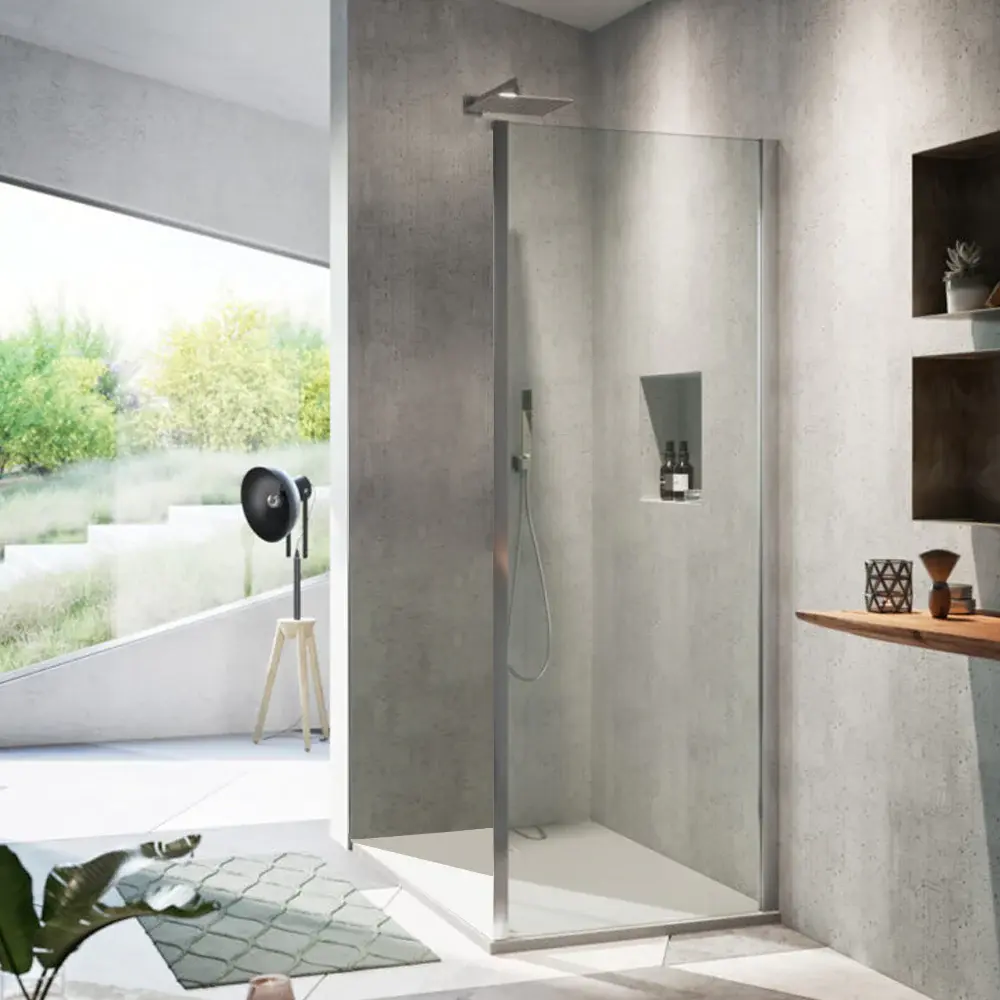 Parete fissa da 70 cm per box doccia Dioniso o Afrodite con porte scorrevoli o battenti Cristallo Trasparente 6 mm