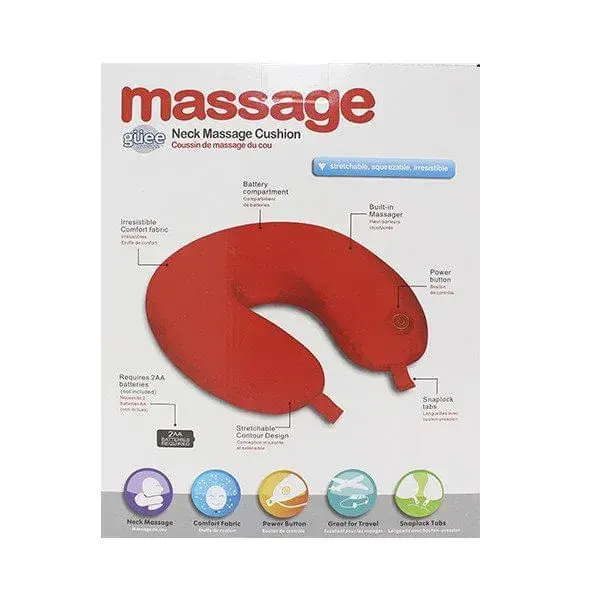 Almohada cuello de viaje rojo función vibración (Recomendado por Quiroprácticos)