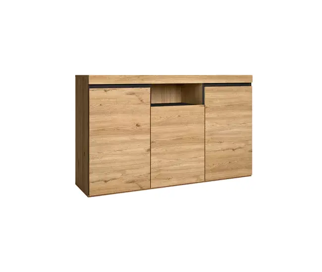 Banco de Banco Mueble Aparador - 80 x 140 x 39,6 cm - Acabado Madera Roble y Negro