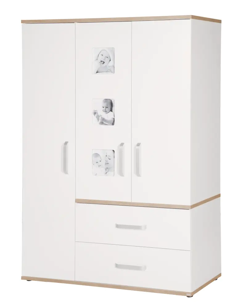 Armario Bajo Armario 'Pia', de 3 puertas, cuenta con 3 marcos para fotos, para habitación infantil y juvenil, roble 'San ...