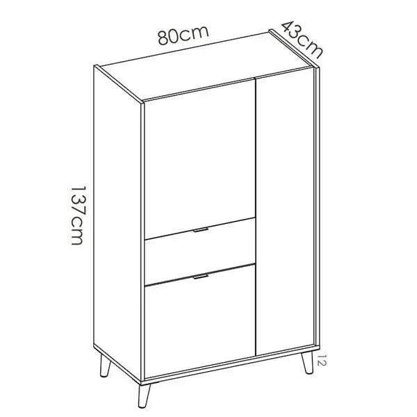 Mueble aparador Nova 3 compartimentos+cajón natural/gris/esmeralda 137x80x43 cm