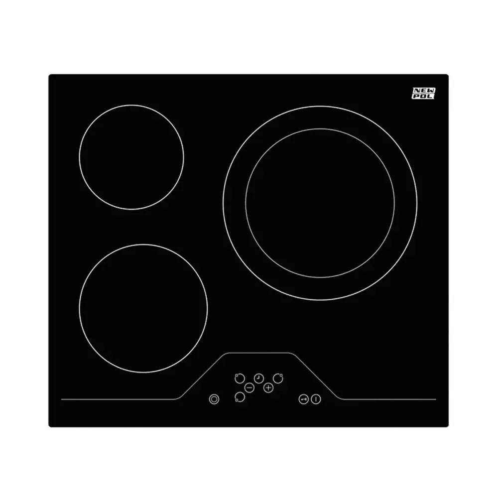 Vitrocerámica Actual Pol NWVT3Z 3 zonas control táctil negro 59 cm