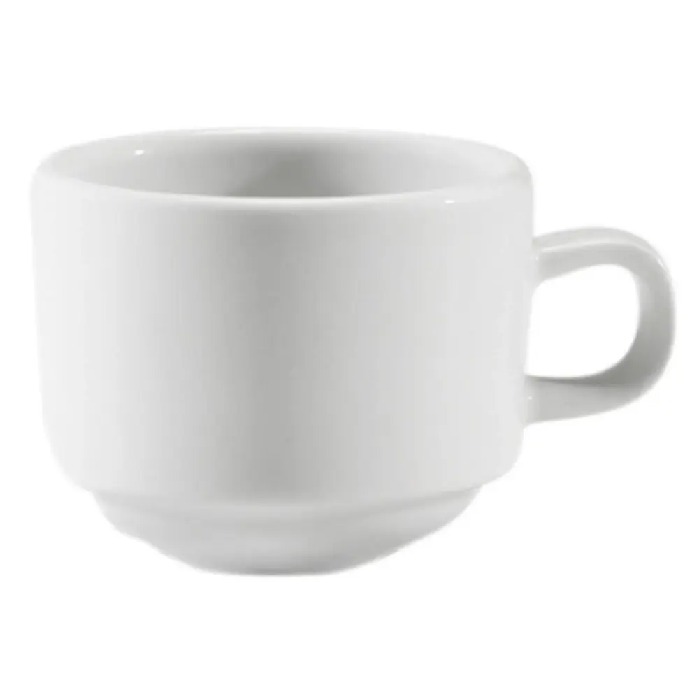 Taza Café Expreso de Porcelana Blanca Apilable 125ml Corona