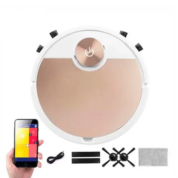Robot aspirador ES300 Robotic Vacuum Cleaner control ví App tono oro Ø30x6,8 cm Inalámbrica y Recargable