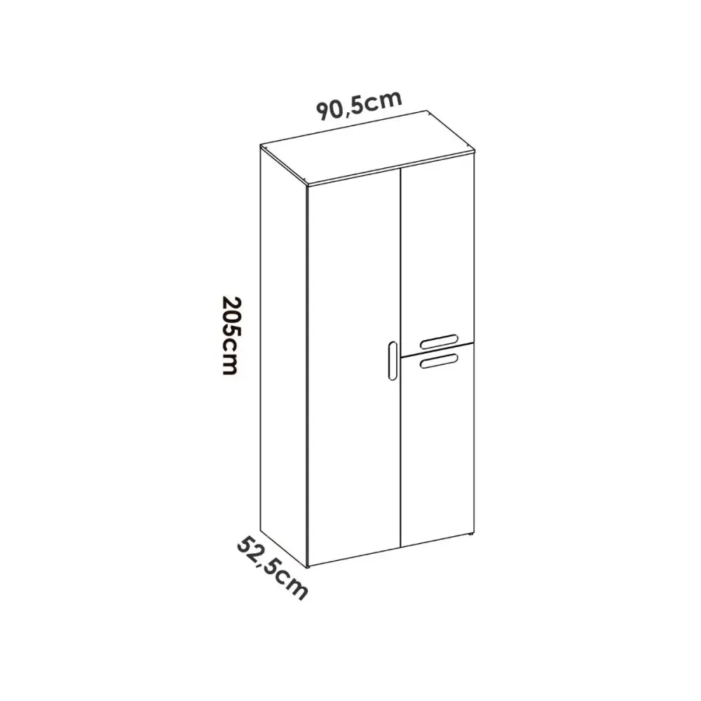 Armario Leka 3 puertas + barra + 3 estantes blanco 205x90,5x52,5 cm