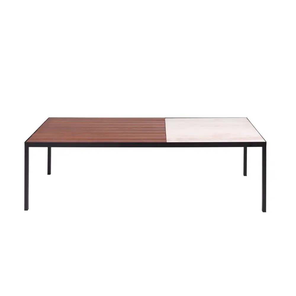 Bank - Beige Marmer/Teak - 135cm - Greg