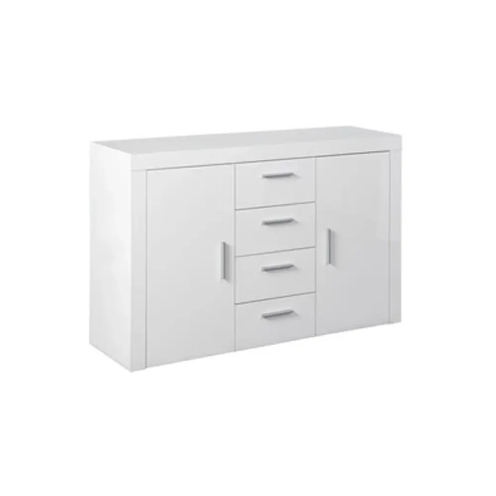 Mobile 2 ante e 4 cassetti legno laminato - Laccato Bianco
