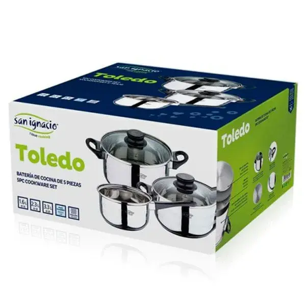 Baterí de cocina Toledo San Ignacio 5 piezas acero inox 16/18/20 cm