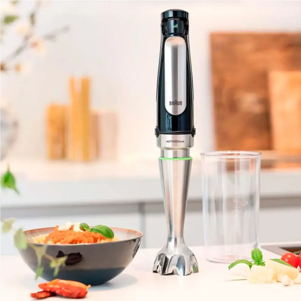 Batidora de mano Minipimer 7 MQ 7000X Braun 1000W con vaso medidor negro/inox
