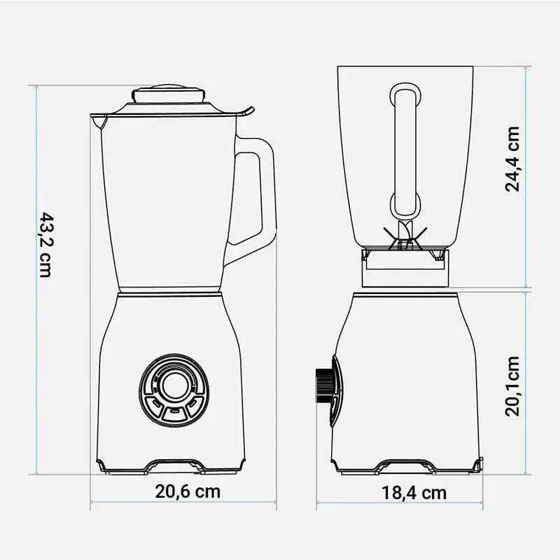 Batidora de vaso Smoothy 5010/GR Para todo tipo Blue 1000W 1,5L cuchillas de acero inoxidable blanco