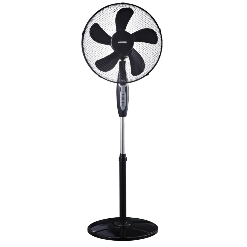 Ventilador Pie Ø 40 Cm 45 Watt. 3 Velocidades 5 Aspas Gran Tamaño, 3 Velocidades, Con Temporizador.