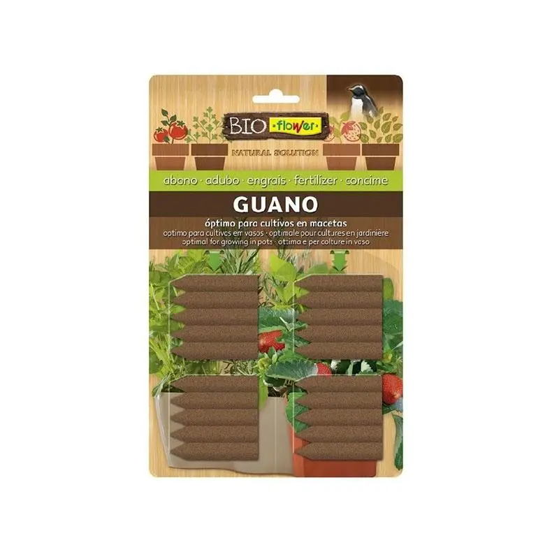 ABONO CLAVOS GUANO 20 UDS BIOFLOWER | Envío Rápido y Gratis
