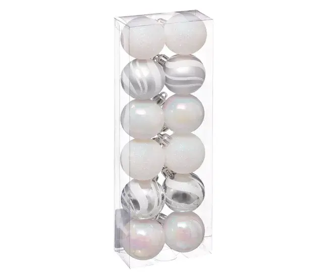 Lote de 12 bolas navideñas de 40 mm. Diseño surtido para Árbol de Navidad