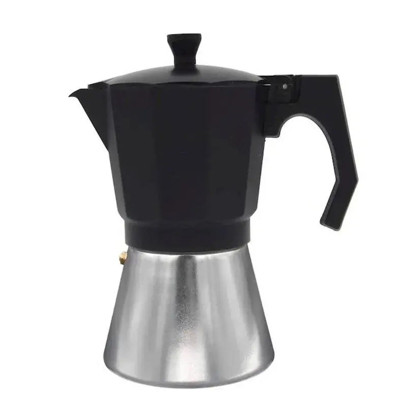 Cafetera italiana Mokka Bastilipo antióxido y anti-cal aluminio/negro con Sistema de Presión de 15 Bares