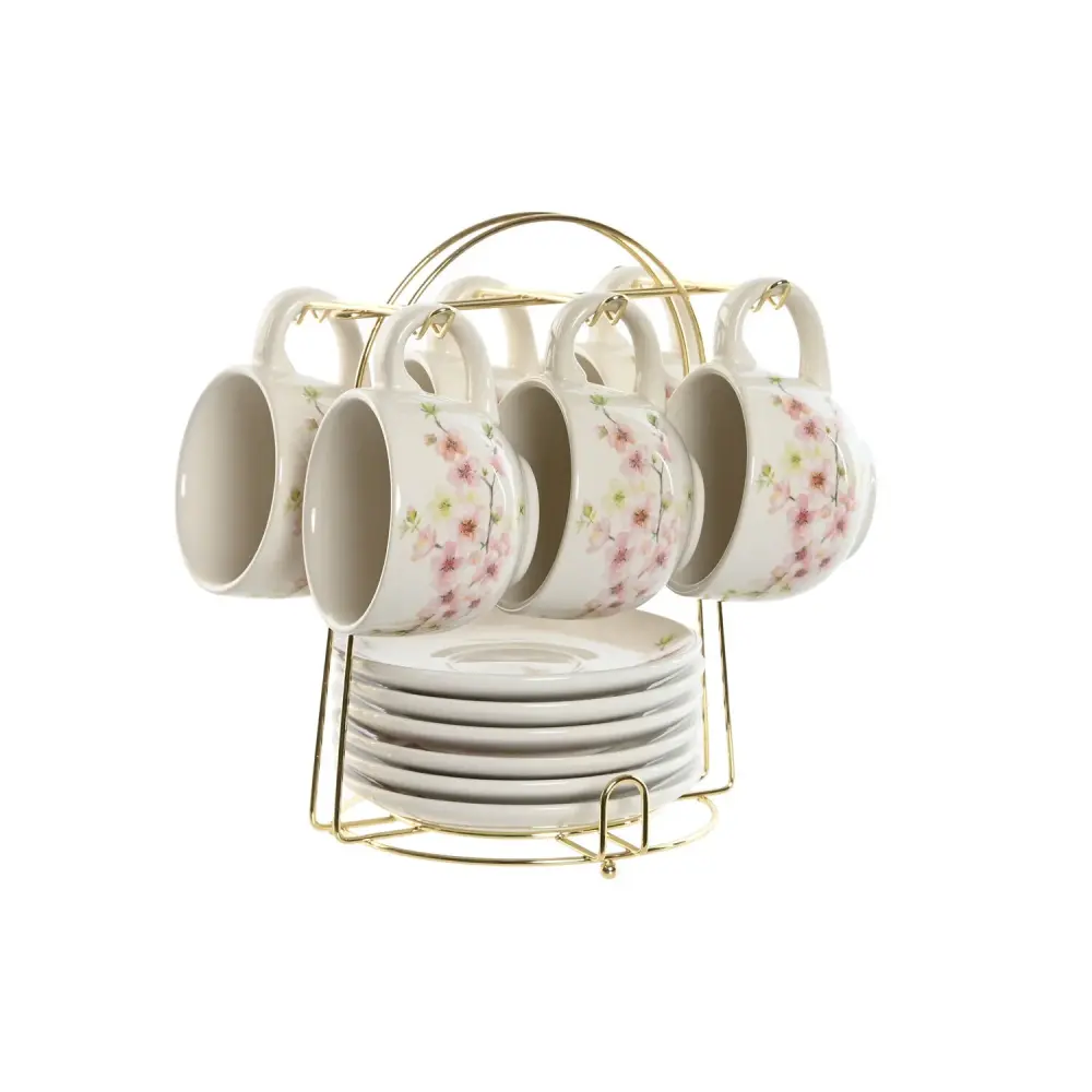 CAFE SET 6 DOLOMITE ACERO 20X18X20 180 ML ALMENDRO