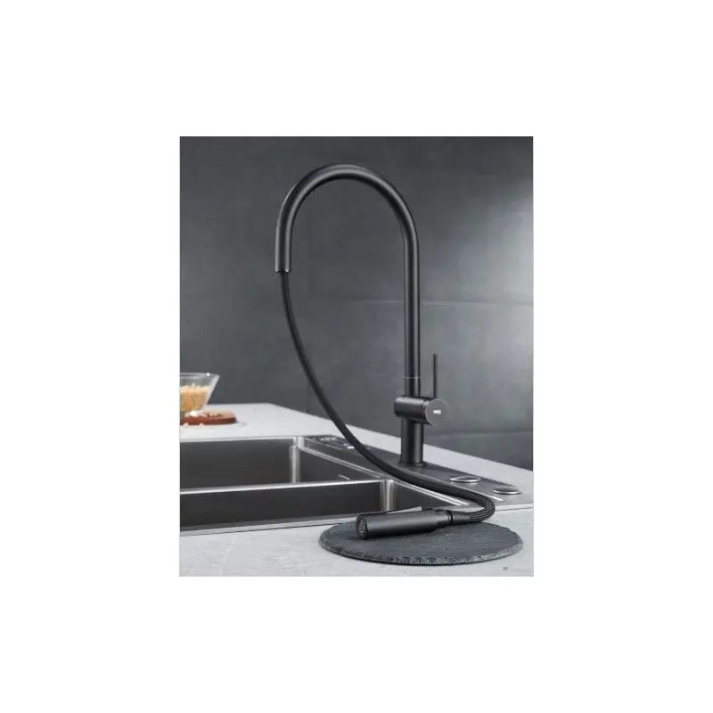 Griferí de cocina monomando extraíble negro mate serie berna