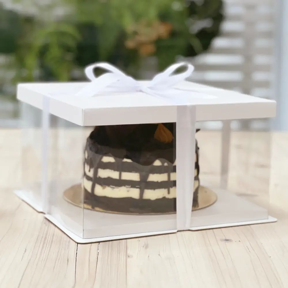 Caja para tarta con lazo 25 x 25 x 15 cm 1 ud.
