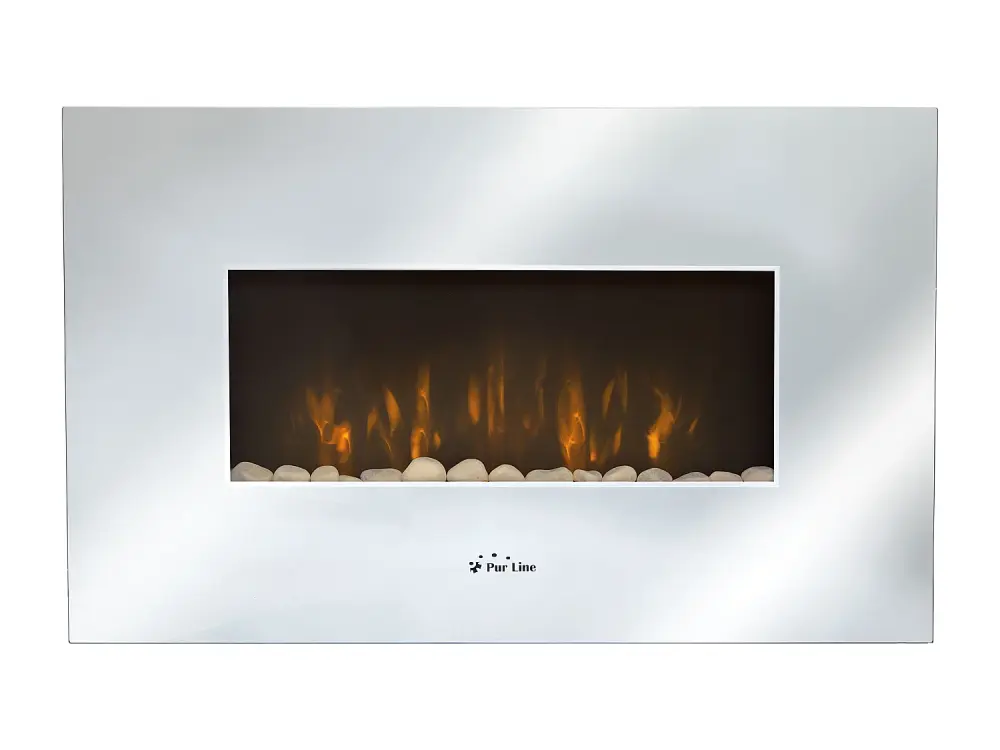 Chimenea eléctrica mural 2kW en cristal templado con efecto espejo